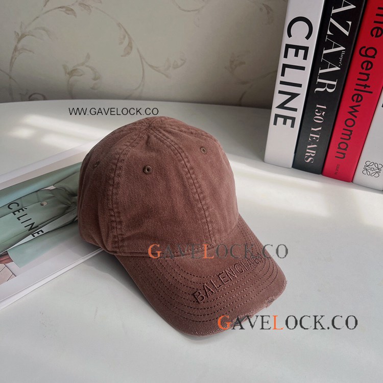 Balen-ciaga Vintage washed Baseball cap Brown Sun Hat